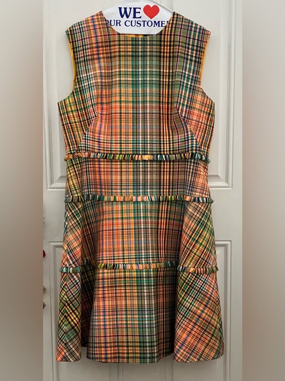 Lela Rose Handloomed Plaid Fringe Trim Fit & Flare Dress, Size 16 (1390) EUC - Picture 2 of 16